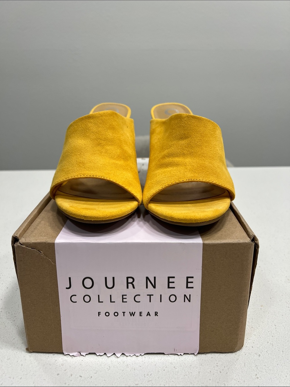Tru Comfort Foam mustard Yellow Open-Toe heels